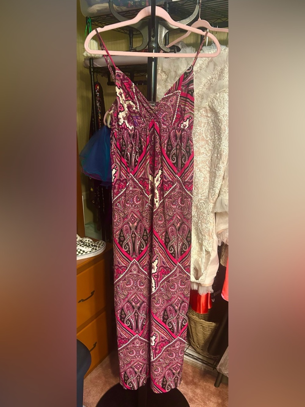 Vintage Wet Seal Y2K Paisley Maxi Dress Pink Boho Festival S‎ - Picture 2 of 9